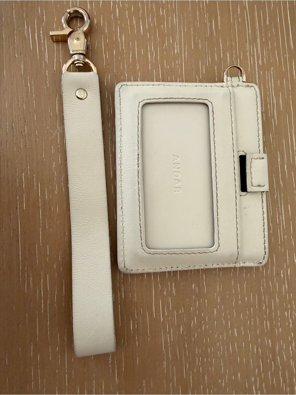 Andar Leather Wristlet ID Card Holder - Cream